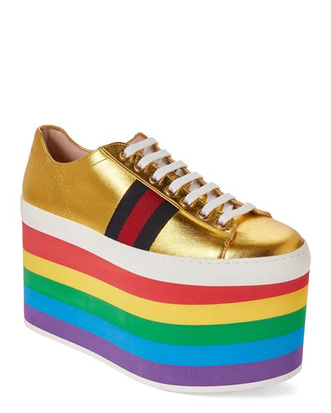 gucci rainbow black shoes|gucci rainbow platform shoes.